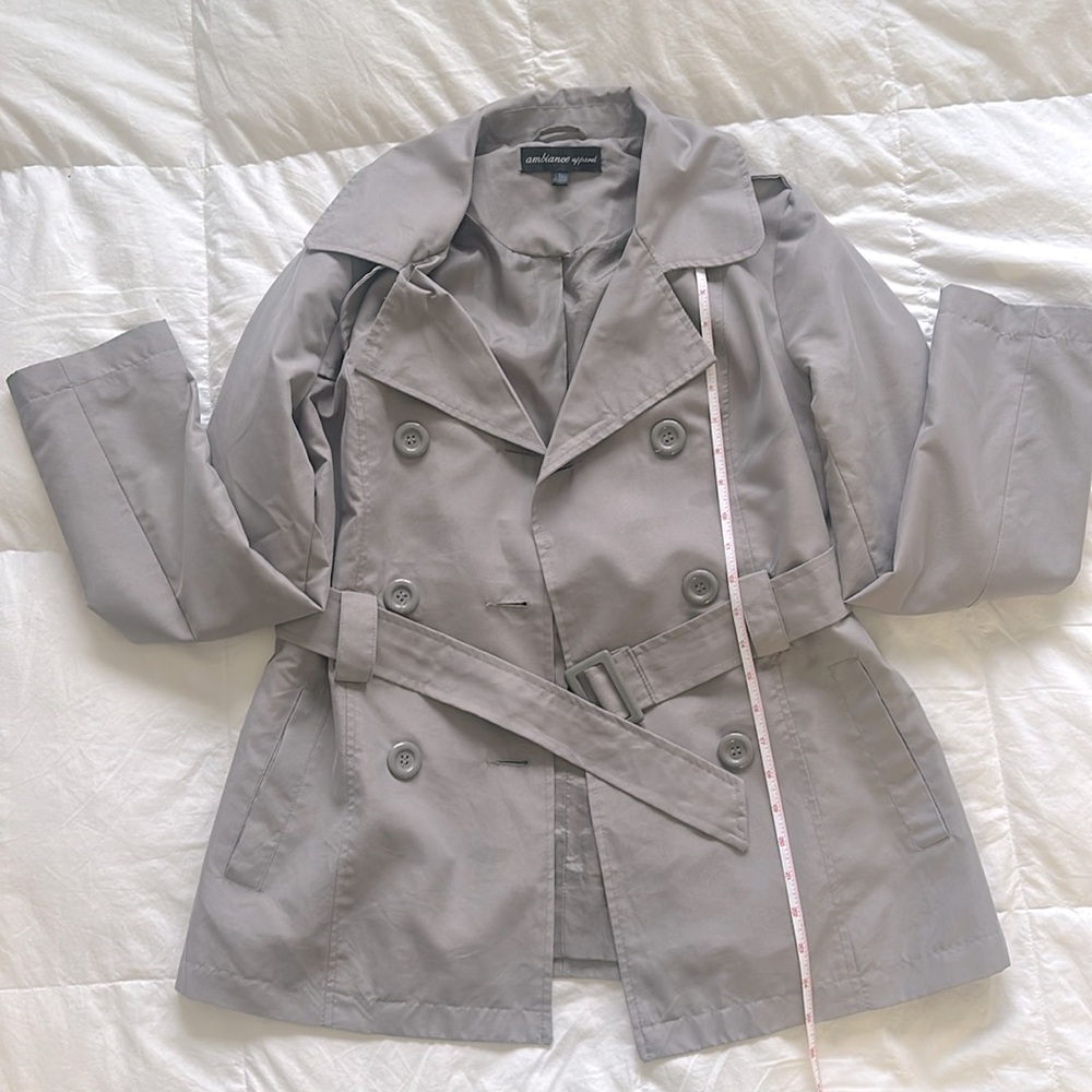 Lightweight women’s trench coat, waist length. Size M. By Ambince Apparel.